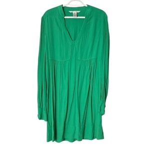 Diane von Furstenberg Green Long Sleeve Rayon Tunic Dress - Size 12